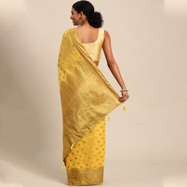 Pink Aura Banarasi Soft Cotton Silk Fabric saree - Image 3