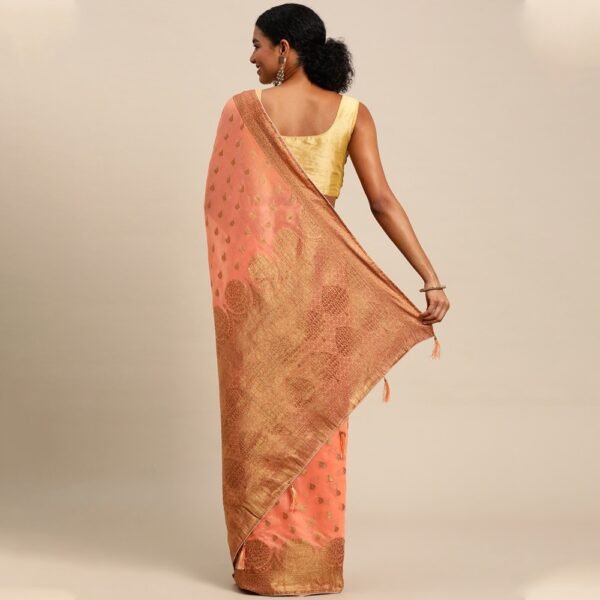 Pink Aura Banarasi Soft Cotton Silk Fabric saree - Image 3