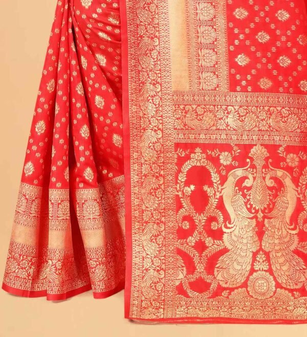 Pink Aura Traditional Wear Kota Litchi Banarasi Silk Saree - Image 4