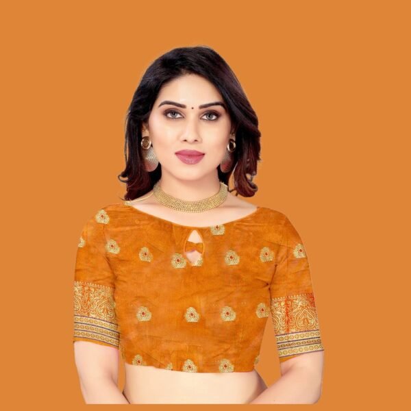 Pink Aura Women's Jacquard Cotton Blend Zari Butta Saree - Image 6