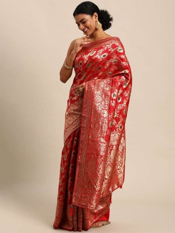 Pink Aura Banarasi Zari Work Jacquard  Patola Saree - Image 2