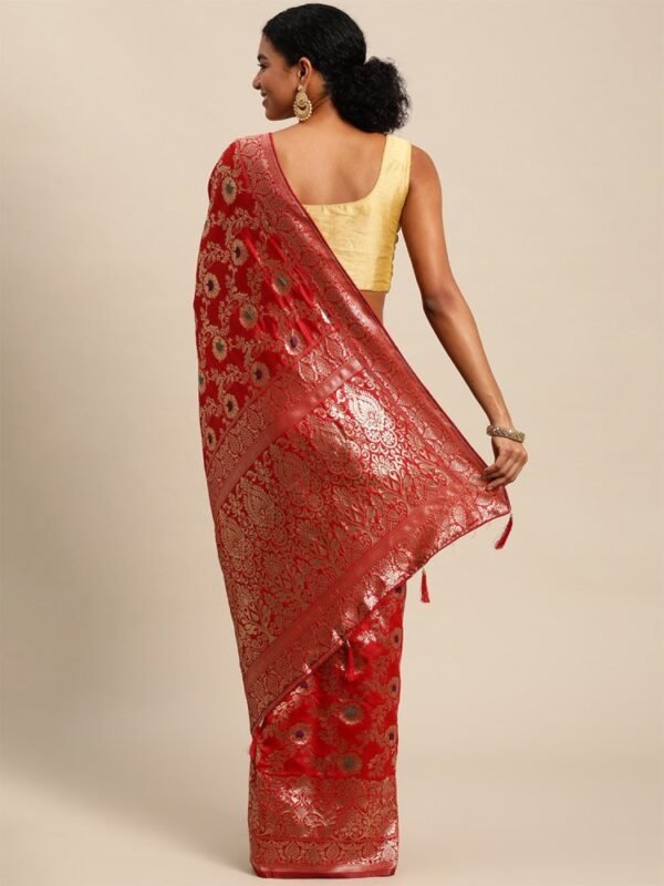 Pink Aura Banarasi Zari Work Jacquard  Patola Saree - Image 3