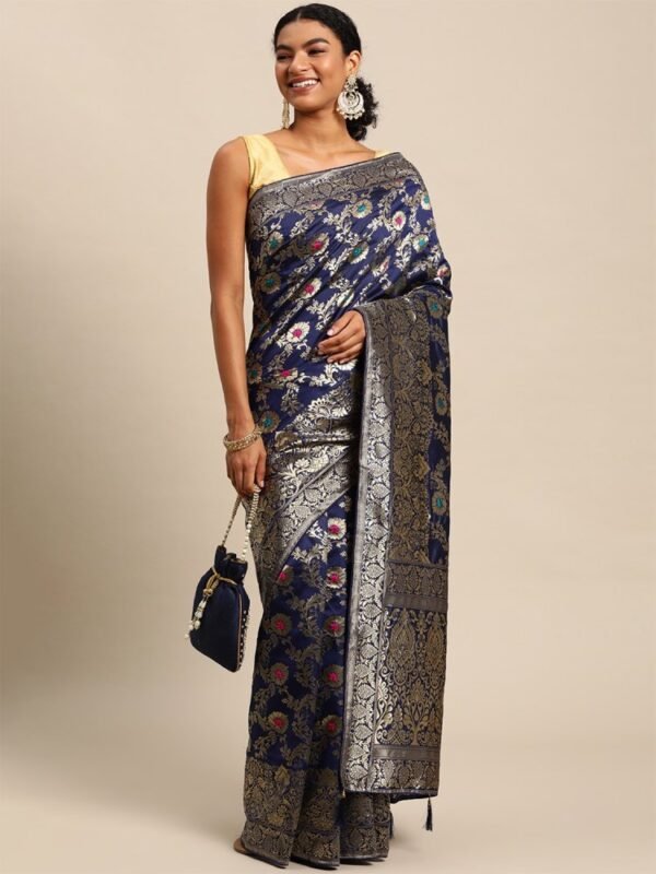 Banarasi Zari Work Jacquard Saree - Image 3
