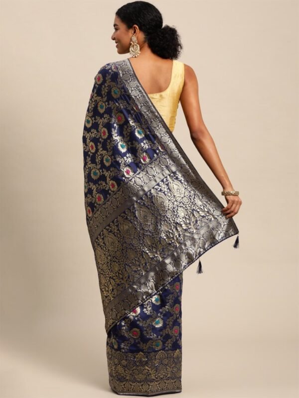 Banarasi Zari Work Jacquard Saree - Image 4