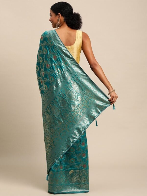 Pink Aura Banarasi Zari Work Jacquard Patola Saree - Image 3