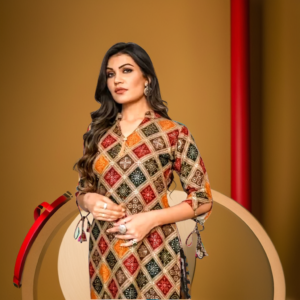 Multicolored Rayon Foil with Mill Print Kurti